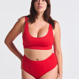 Slip da Costume da Bagno Mestruale Modellante Rosso (A Vita Alta)