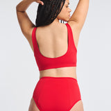 Slip da Costume da Bagno Mestruale Modellante Rosso (A Vita Alta)