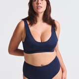 Slip da Costume da Bagno Mestruale Modellante Blu Marino (A Vita Alta)