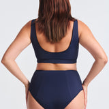 Slip da Costume da Bagno Mestruale Modellante Blu Marino (A Vita Alta)