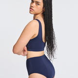 Slip da Costume da Bagno Mestruale Modellante Blu Marino (A Vita Alta)